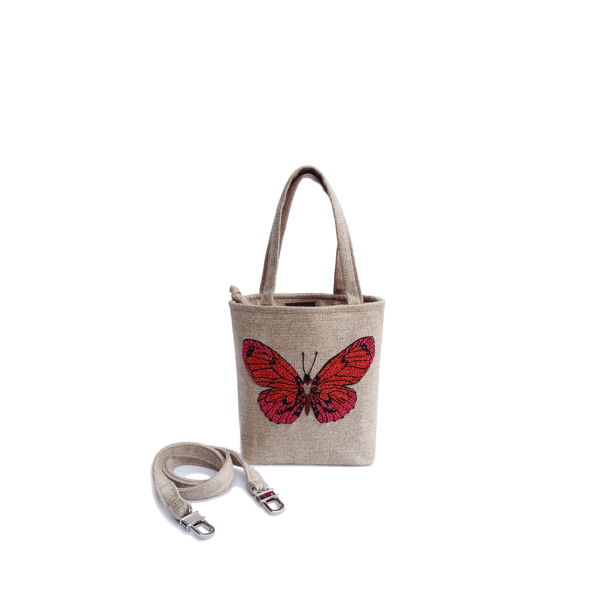 Red Small Butterfly Pouch Satin Bag